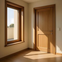 empty room with wooden door