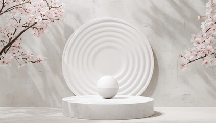 Fototapeta premium Ball ripple product arrangement, minimal display for commercial use, Zen-inspired decor