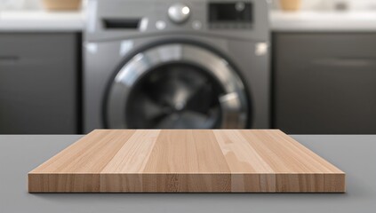 Obraz premium Bare wooden board, suitable for kitchen prep or serving, laundry room setting