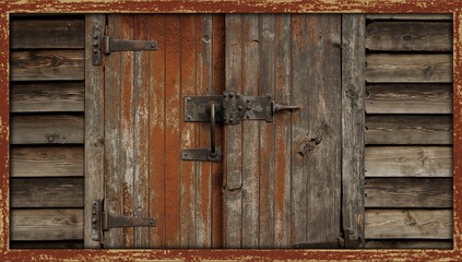 Rusty aged door in a timber cabin. Design. Surface pattern