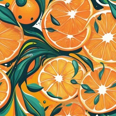 Abstract Seamless Pattern of Oranges and Juice Splashes &ndash; Graffiti Pop Art Style