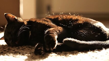 Dozing in a patch of sunlight, a cat's fur seems to glow.