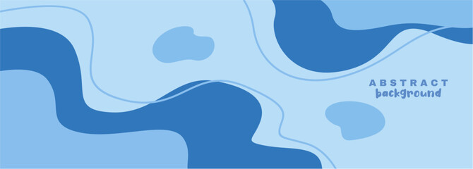  Modern blue fluid organic shapes background design with flowing curves and abstract wavy elements