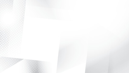 Abstract white and gray color, modern design stripes background with geometric shape and dot pattern, halftone effect. Vector illustration.