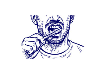 Toothbrush hand drawn simple sketch vector illustration
