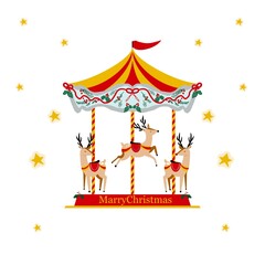 This fabric features a delightful Merry Christmas pattern inspired by the charm of a festive carousel. The design captures the joyful spirit of the holiday season with its elegant and classic style. 