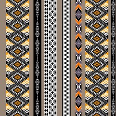 African ethnic tribal-inspired geometric pattern in vibrant yellow and orange tones. The design ethnic beautifully with a deep black background, ethnic a bold and eye-catching effect that adds visual