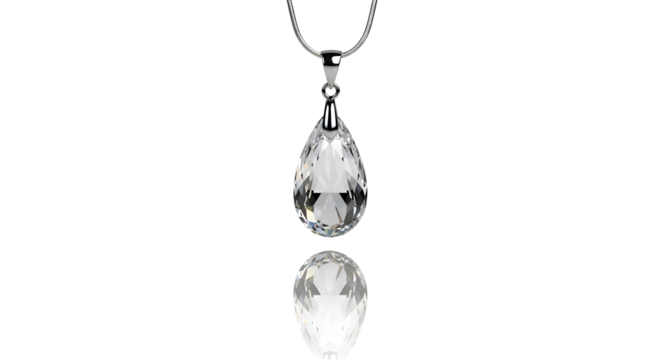 Crystal pendant with reflection on transparent background