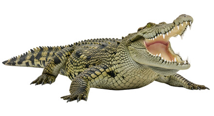 Fototapeta premium Crocodile with open mouth isolated on transparent background