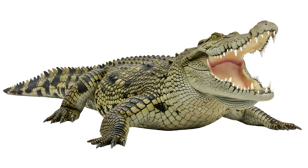 Crocodile with open mouth isolated on transparent background