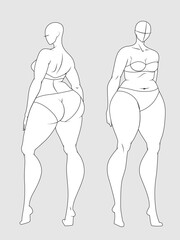 Plus Size 10 Heads Fashion Figure Templates. Exaggerated Croquis for Fashion Design and Illustration
