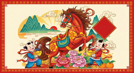 China-Chic Chinese Zodiac Horse New Year Illustration