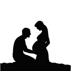 Pregnant Couple Silhouette. Family Love and Parenthood Concept Illustration. Maternity and Pregnancy Design