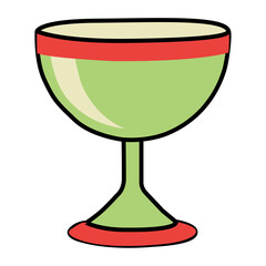 Cartoon Goblet Cup Illustration. Drinking Glass Design. Simple Beverage Cup Icon