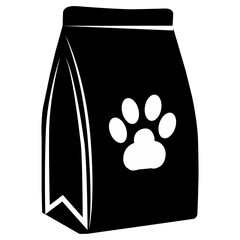 Pet Food Bag Silhouette. Dog and Cat Feed Packaging Design