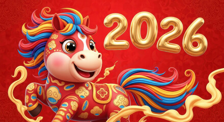 2026 Cartoon Zodiac Horse