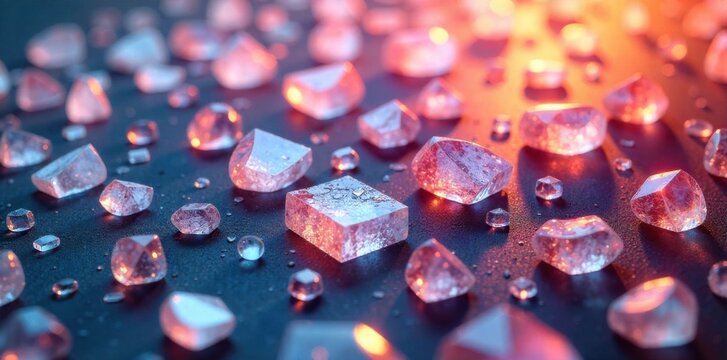 Crystal Clarity Abstract An abstract arrangement of geometrically precise, clear crystal shards with razor sharp edges. The crystals are illuminated by bright, diffused studio light, creating internal