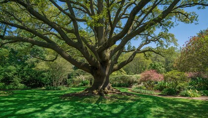 Obraz premium Lush Greenery in a Floral Sanctuary During Spring