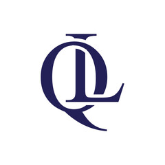 letter ql logo design vector with serif font for legal services company	