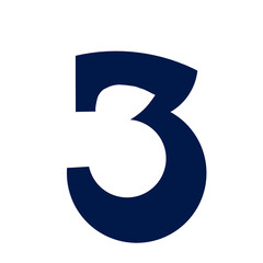 number three on white background