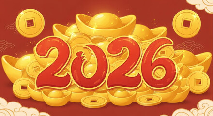 Red Celebration 2026 Wealth Illustration