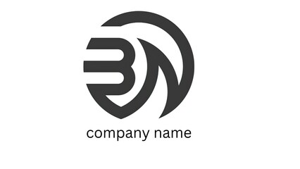 “Minimalist geometric monogram logo featuring the stylized letters B and N integrated into a modern circular shape. Clean black vector design with smooth curves, professional symmetry, bold abstract 