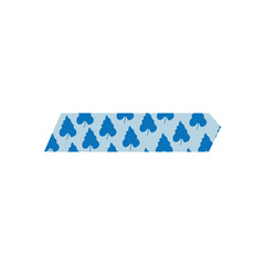 Decorative blue washi tape vector with heart pattern, ideal for creative stationery, journals, and DIY projects.