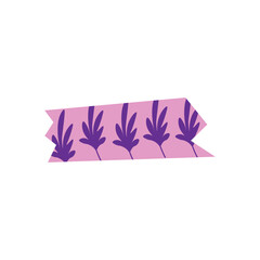 Soft purple washi tape vector with leaf shapes, perfect for planners, gift wraps, and delicate decor.
