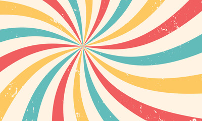 Vintage color background with grunge texture. Retro groovy poster. Abstract patterned banner. Vector graphic