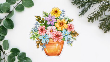 Obraz premium Cutout of floral potted plant arrangements