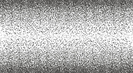 Vector illustration of black scattered dots corner frame with gradient density transition on white background for decorative border design. Trendy grain texture