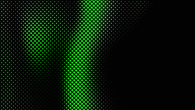Vivid neon green and black abstract halftone dots pattern background with ample copy space
