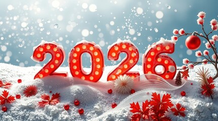 New Year 2026 background winter snow nature