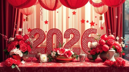 New Year 2026 flowers roses logo holiday