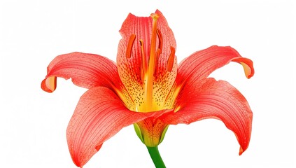 The stunning elegance of a fully blossomed flame lily (Gloriosa superba). This exquisite flower, appearing lavish, thrives naturally in tropical woodlands.