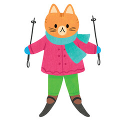 Illustration of Two Children Playing Snowballs