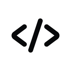 Fototapeta premium Black html coding tag icon on white background illustration technology concept