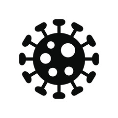Obraz premium Black icon of virus cell with white spots on white background