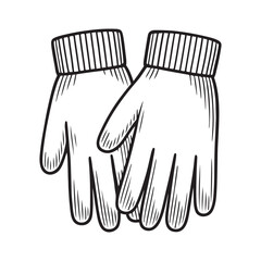 a pair of gloves line art vector