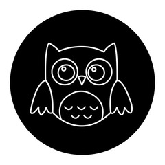 black and White illustration of a owl on circle background
