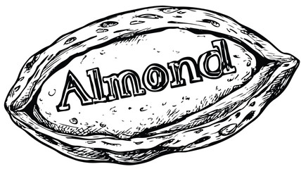 Nutty Illustration of Almond Word on Peanut, Vector Art