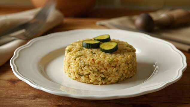 Zucchini-stuffed rice mold
