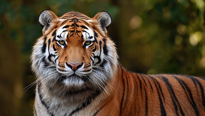Fototapeta premium Amur tiger in natural habitat, showcasing the risk of habitat loss