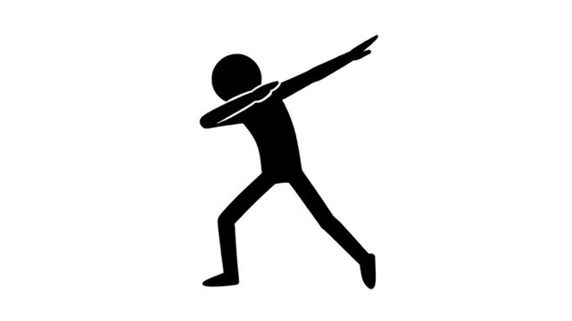 Silhouette of a stick figure in a dancing or celebratory pose