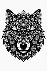 Intricate Wolf Head Design A Blend of Nature and Art for Coloring Pages and Creative Projects