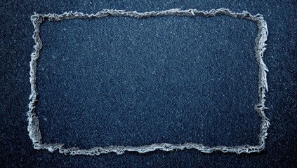 Frayed blue-grey denim fabric set against a dark blue backdrop, showcasing durability and style