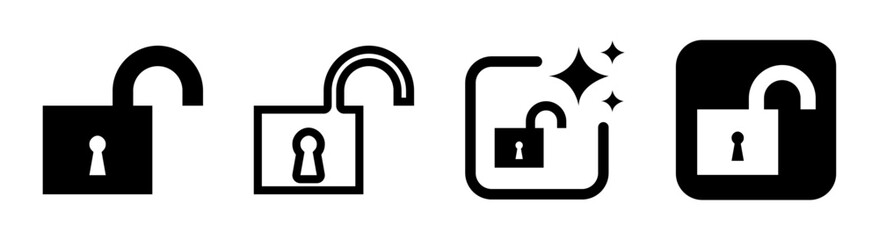 Unlock icon symbolizing security and access, perfect for password protection, security systems, and digital unlocking designs. High-quality transparent PNG vector illustration