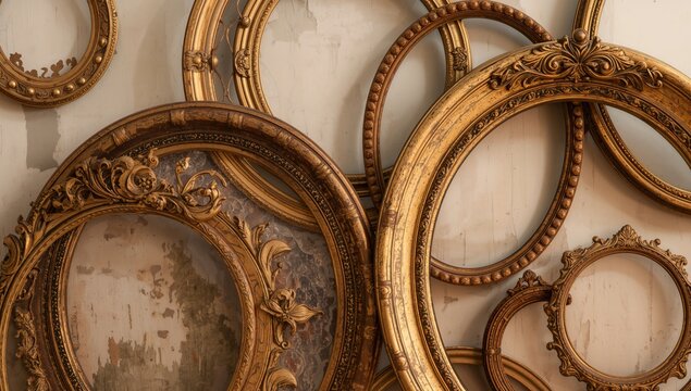 Antique golden decorative borders with signs of wear, including rust and chips, comparable designs found in my collection