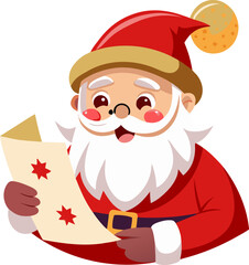 Santa reading kids’ letters , white background