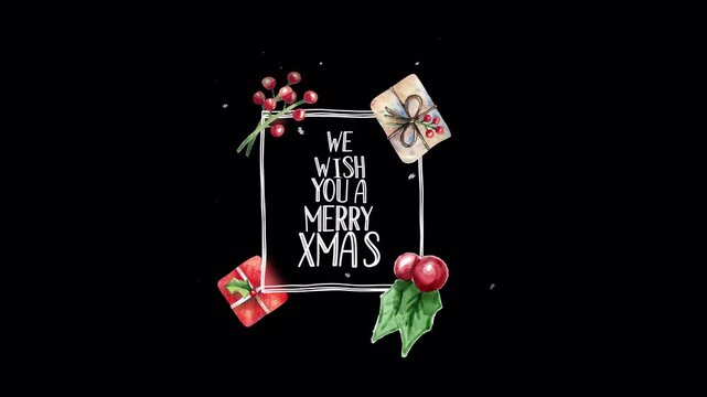 Christmas Wishes Festive Holiday Season Greetings with Gifts and Berries.
